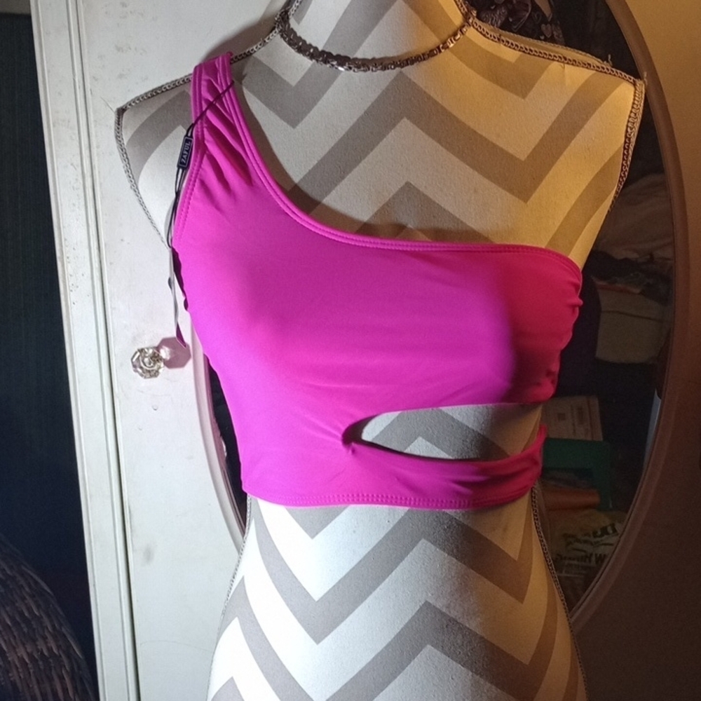 Pink One-Shoulder Cutout Top